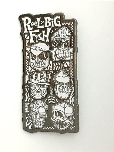 Tiki faces large enamel pin