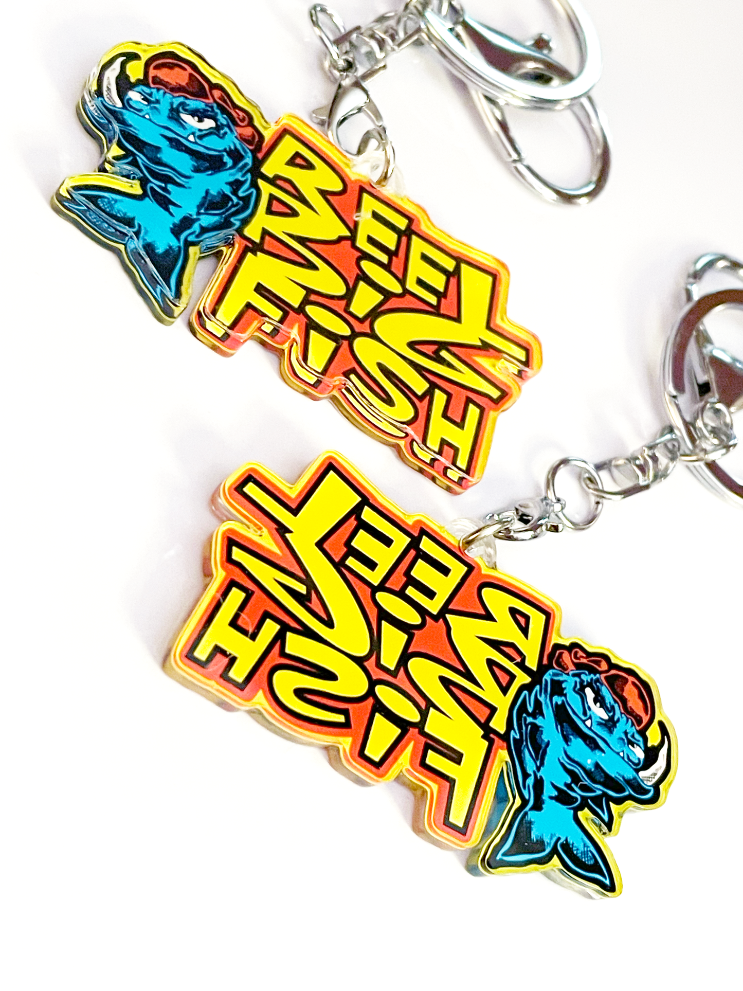 Mean Fish Retro Lettering acrylic keychain