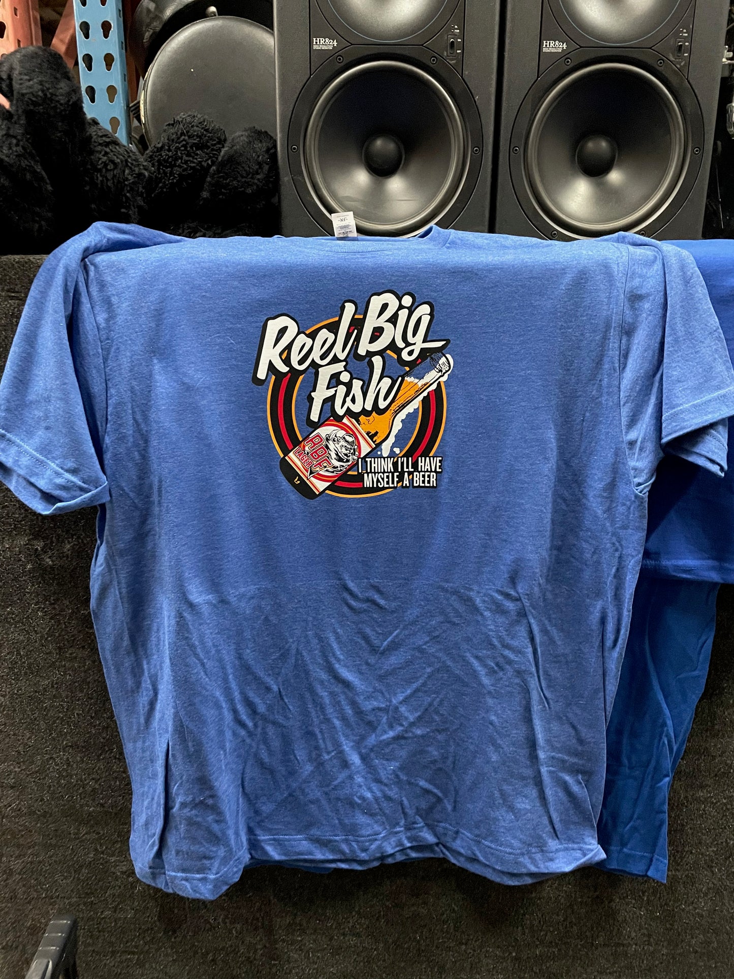Beer Bottle Logo unisex tee - heather blue, size XL