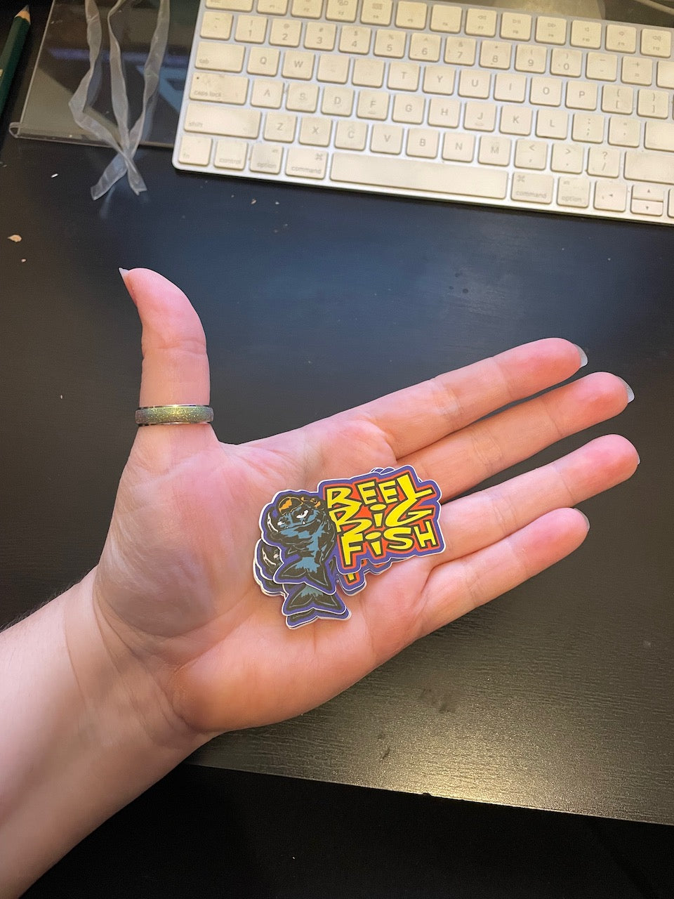 Mean Fish logo mini vinyl sticker