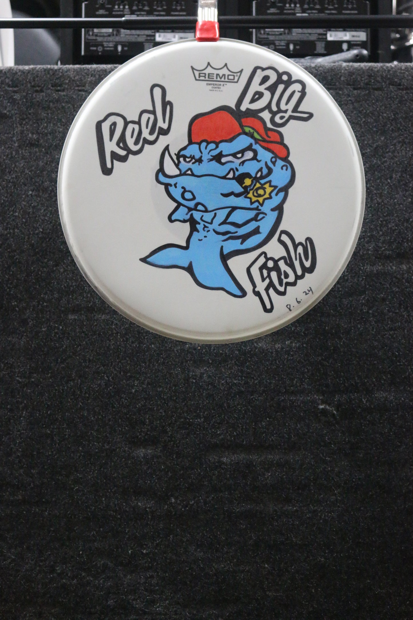 14" painted drumhead - mean fish