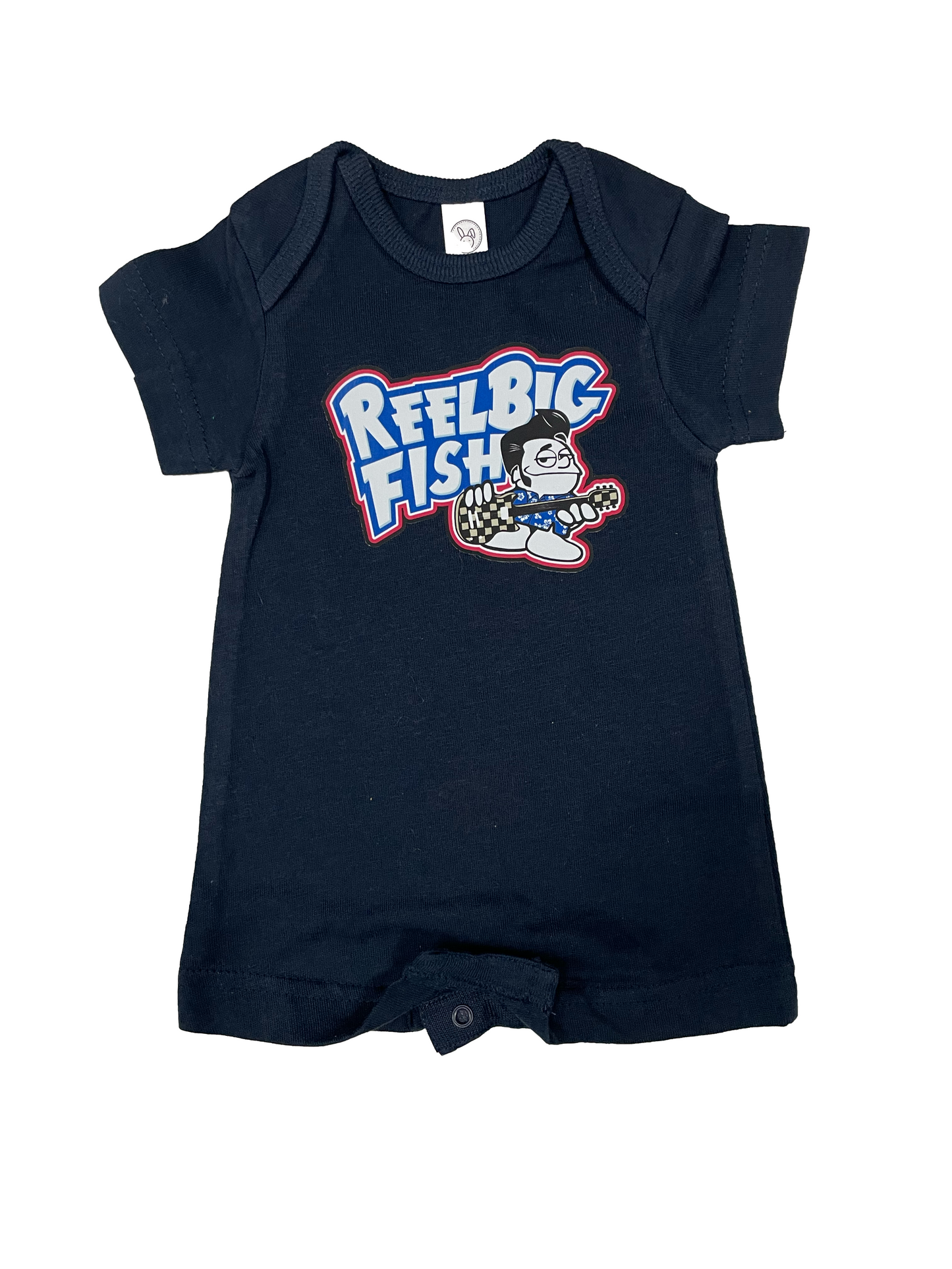 Punchy logo navy romper - newborn