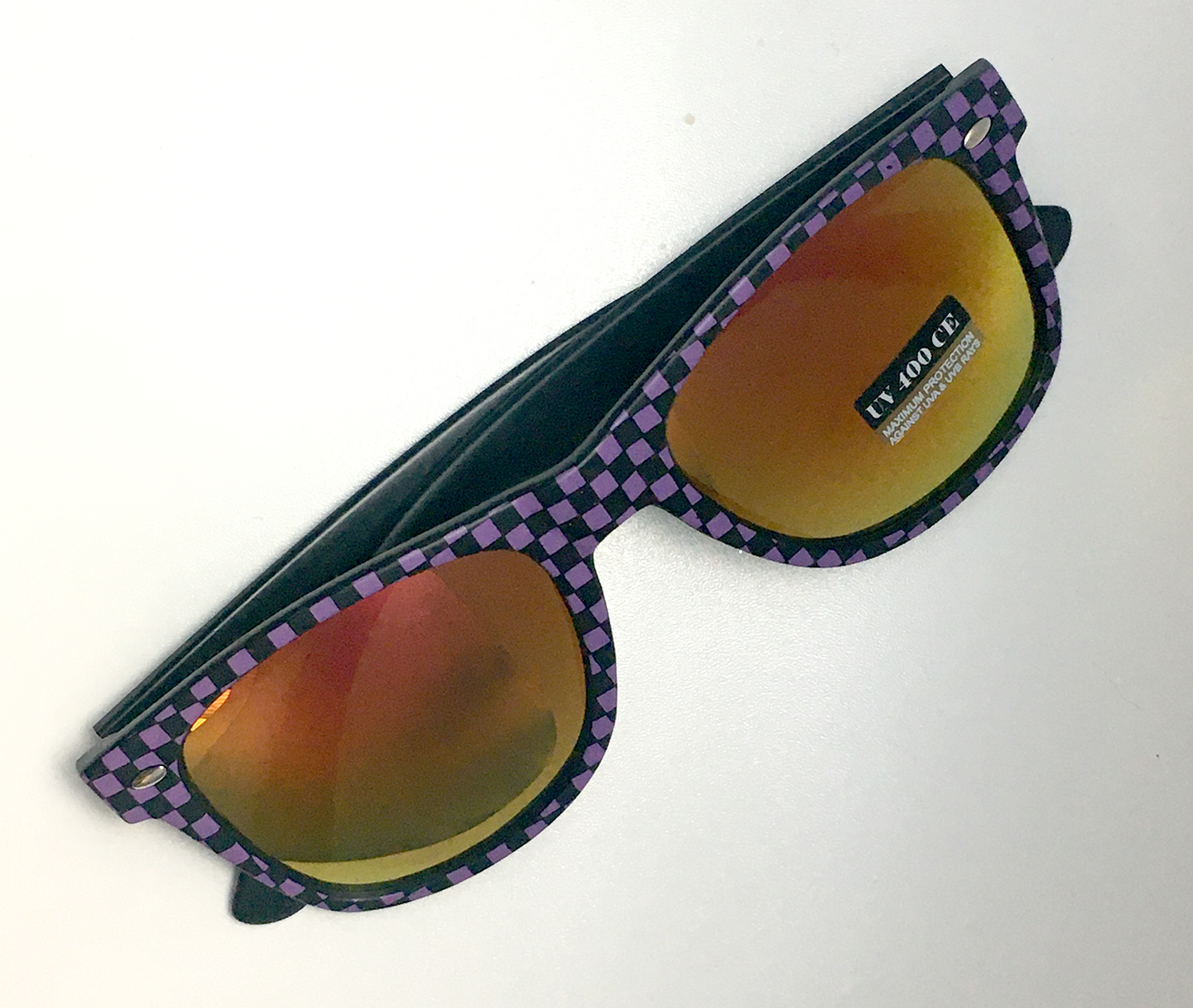 2019 purple checkered sunglasses with case - DISPLAY