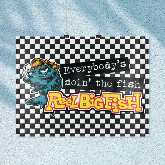 Mean Fish checkered flag/hanging tapestry