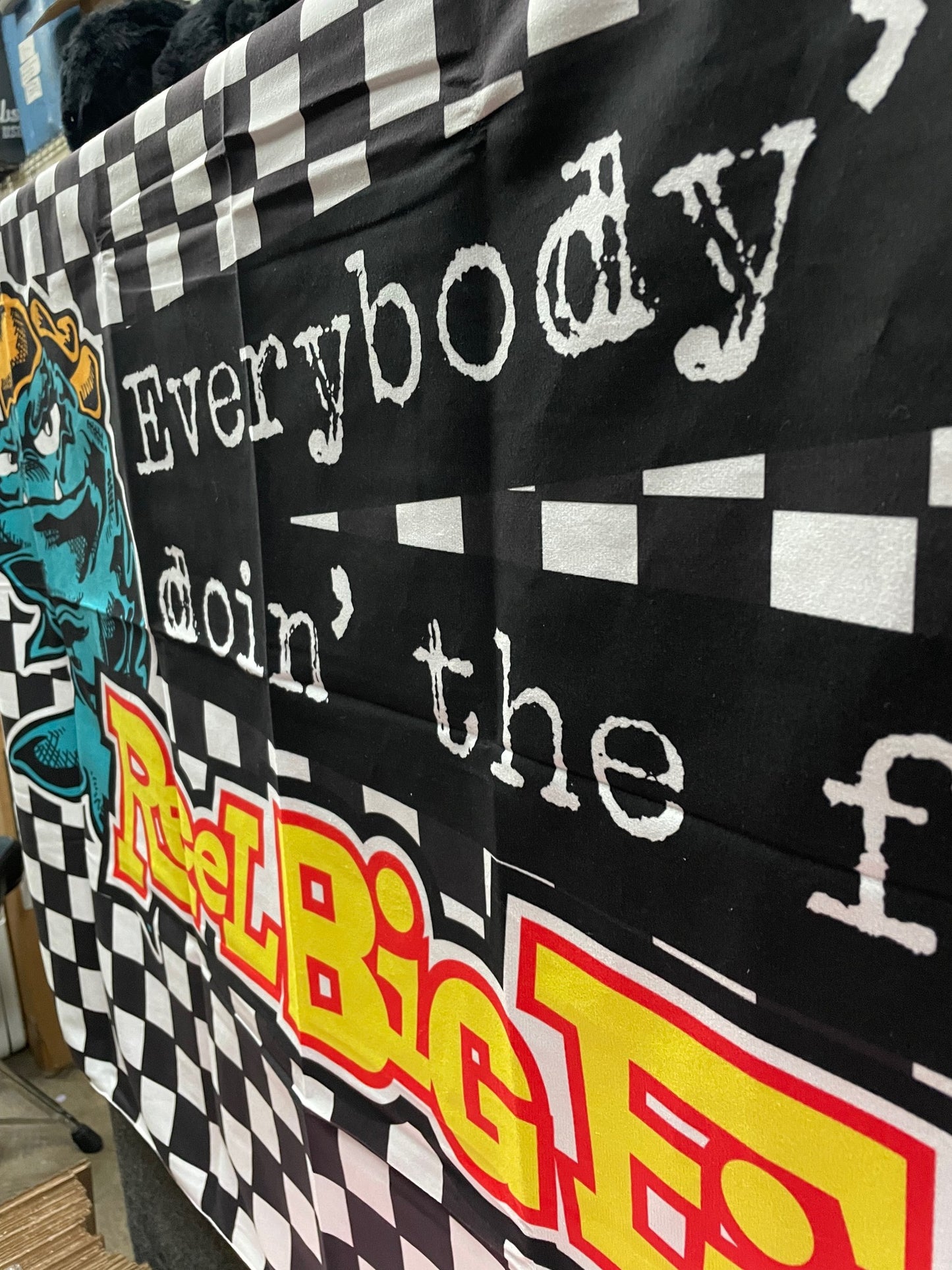 Mean Fish checkered flag/hanging tapestry
