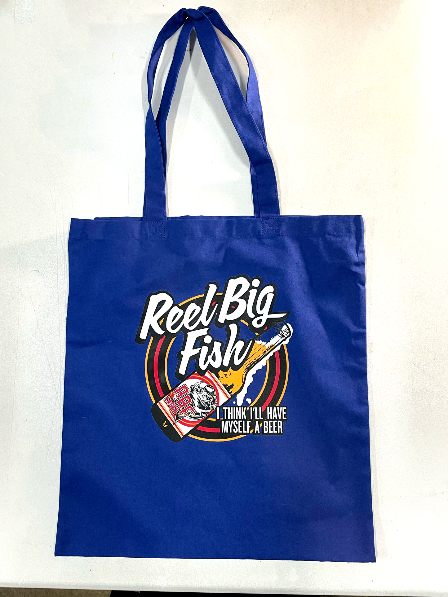 Beer Bottle Logo Tote Bag - blue