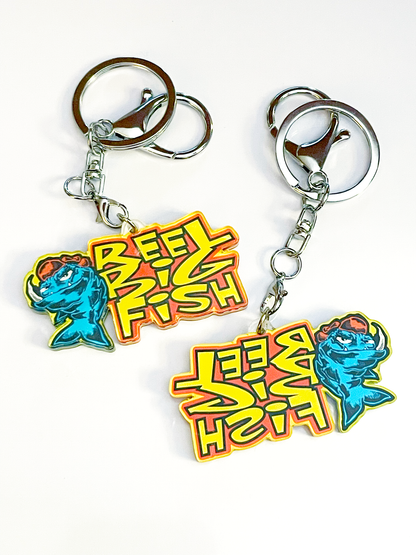 Mean Fish Retro Lettering acrylic keychain