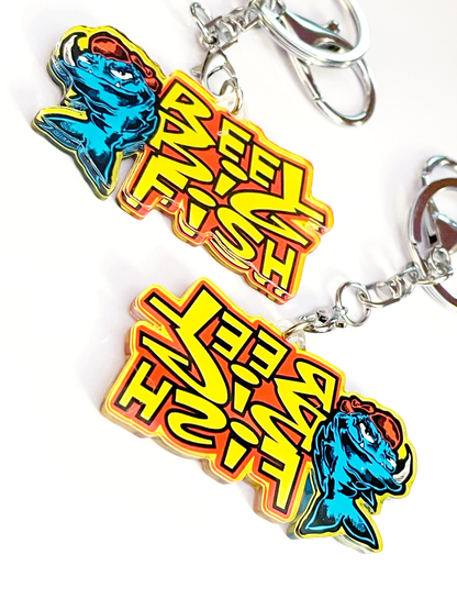Mean Fish Retro Lettering acrylic keychain