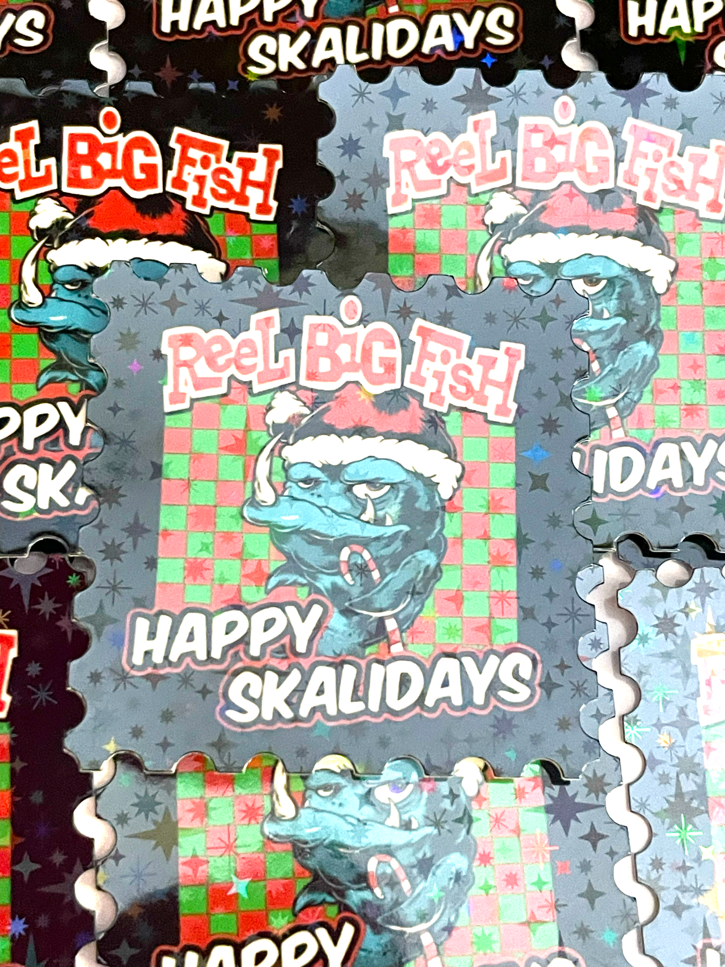 Happy Skalidays holo star stamp stickers - set of 5