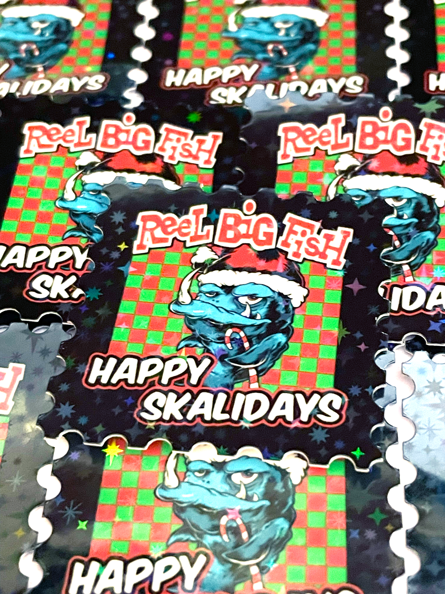 Happy Skalidays holo star stamp stickers - set of 5