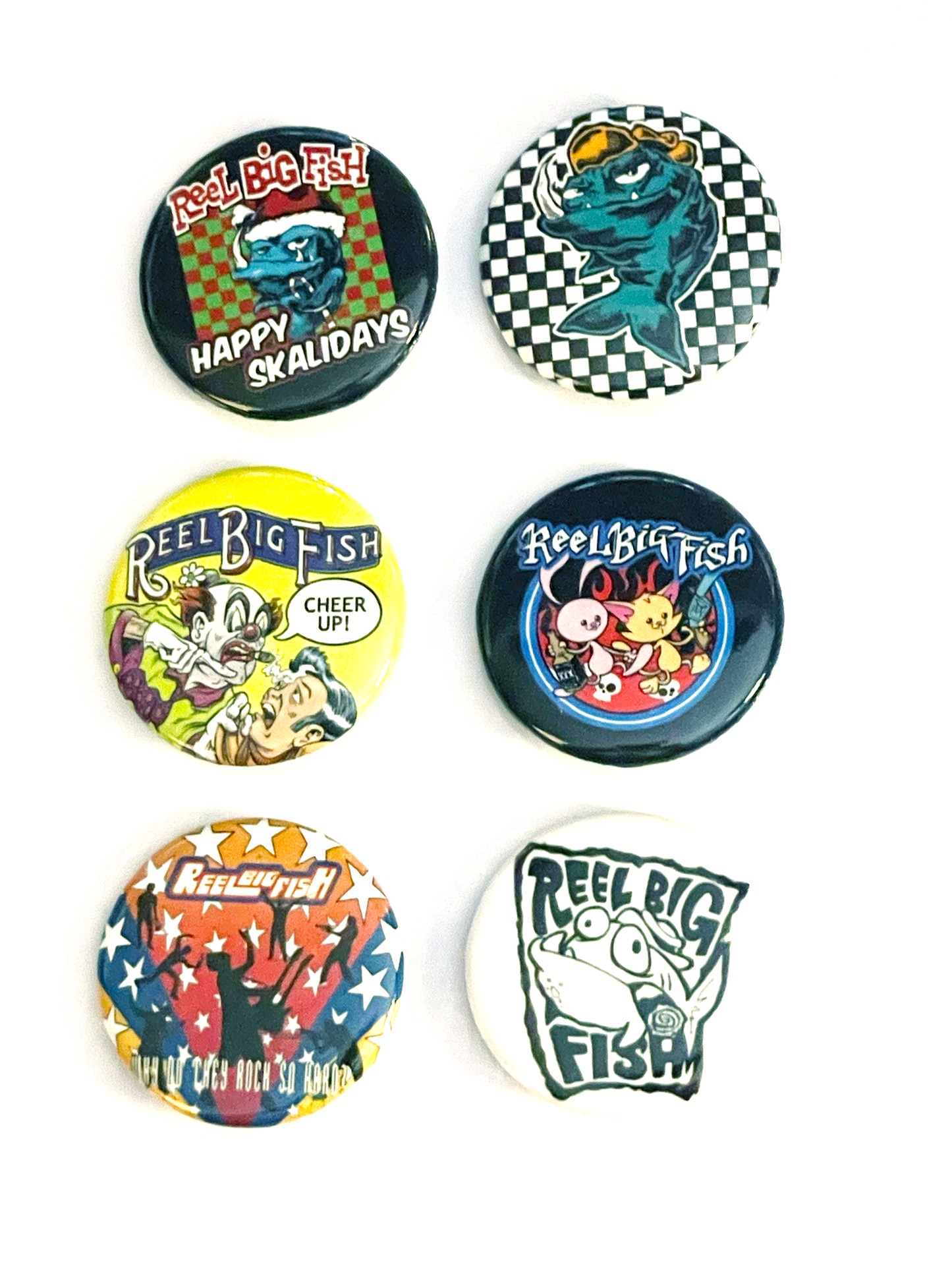 6-pack pinback buttons: Throwback Collection