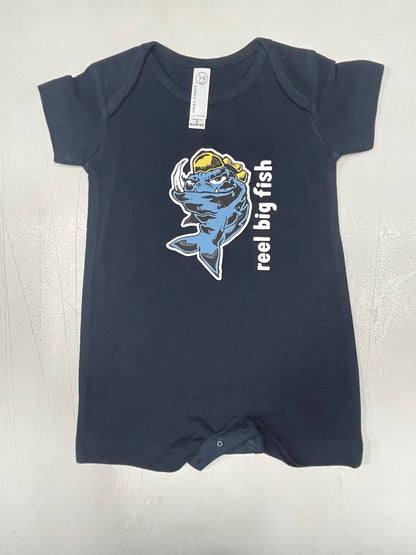 Mean Fish navy romper - 6 months