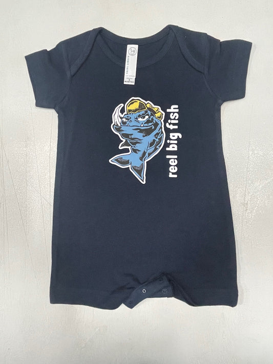 Mean Fish navy romper - 6 months