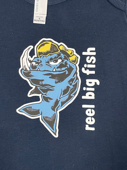 Mean Fish navy romper - 6 months