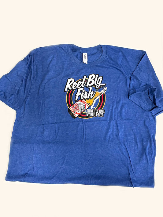 Beer Bottle Logo unisex tee - heather blue, size XL