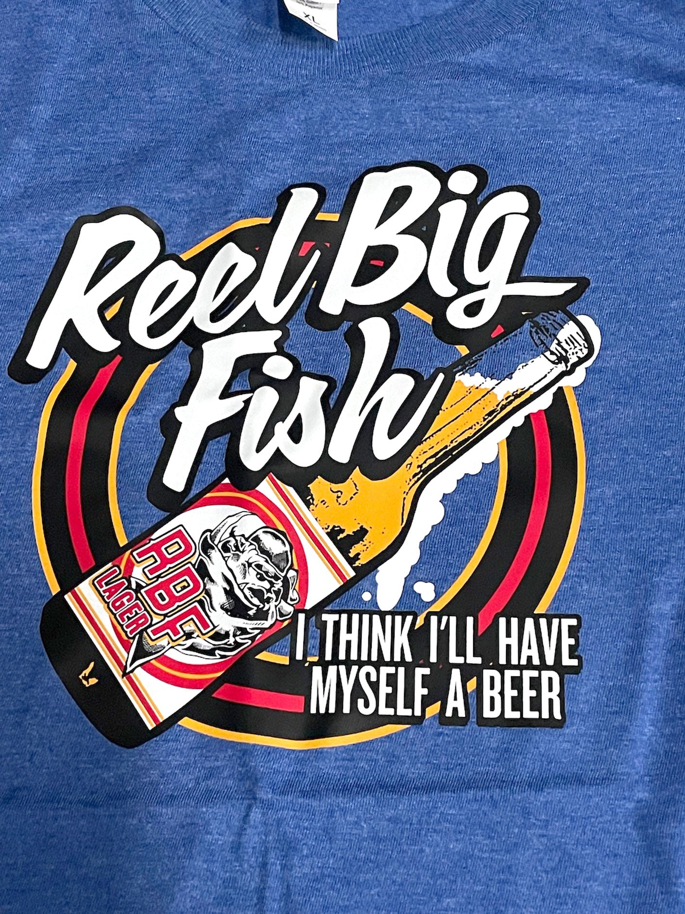 Beer Bottle Logo unisex tee - heather blue, size XL