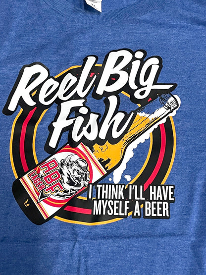 Beer Bottle Logo unisex tee - heather blue, size XL