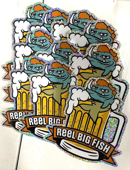 Large Beer Stein Hot Tub glitter sticker