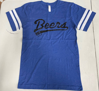 Beers Logo unisex football tee - heather blue, size SM