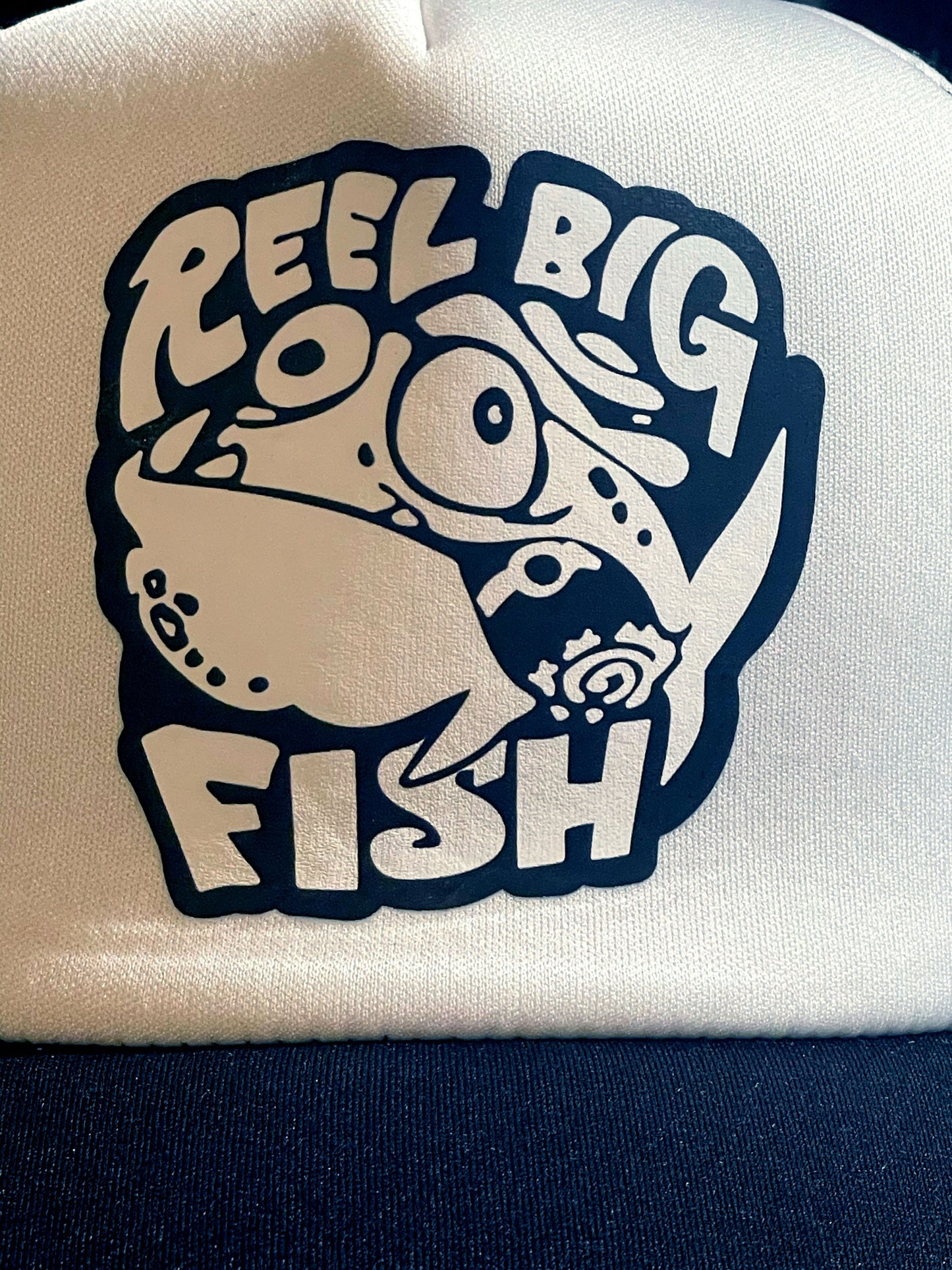 Silly fish logo trucker hat