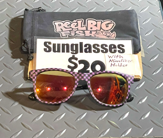 2019 purple checkered sunglasses with case - DISPLAY