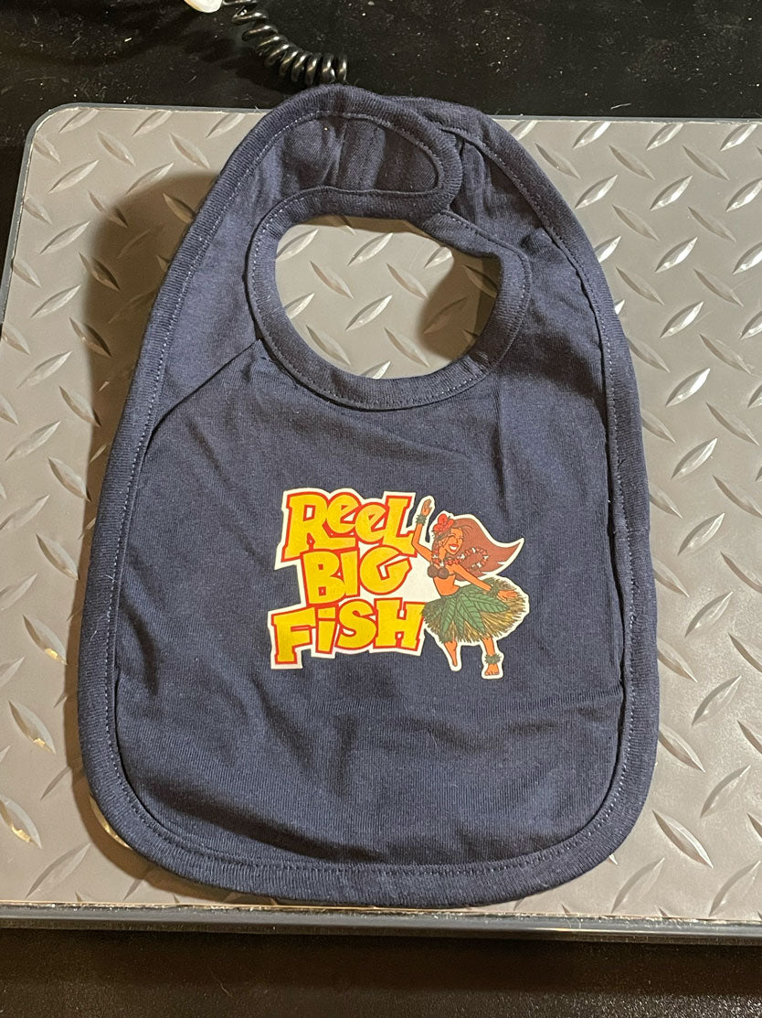 Hula Girl Baby Bib - navy blue