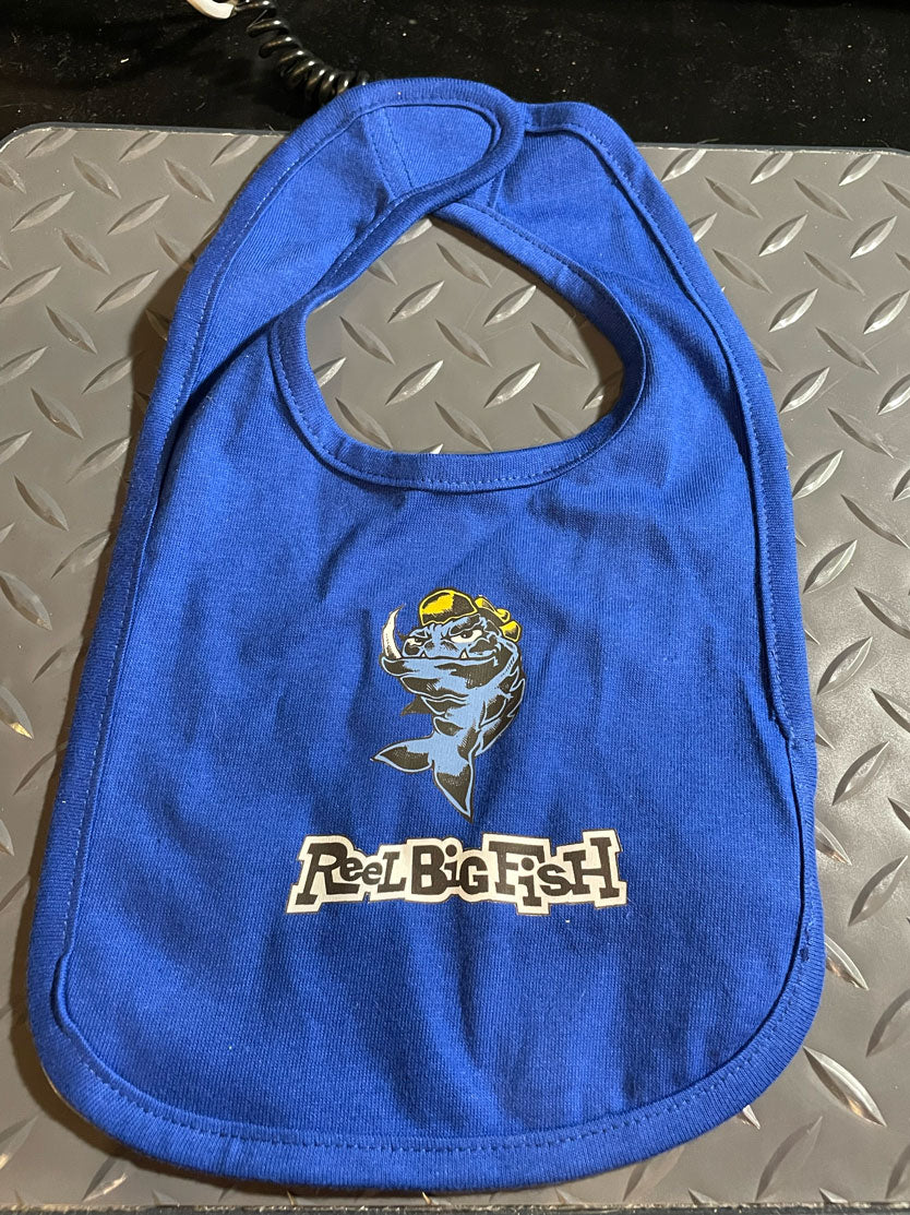 Mean Fish Baby Bib - blue