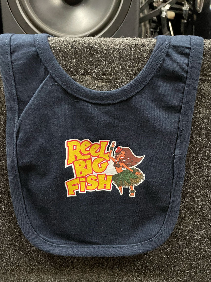 Hula Girl Baby Bib - navy blue