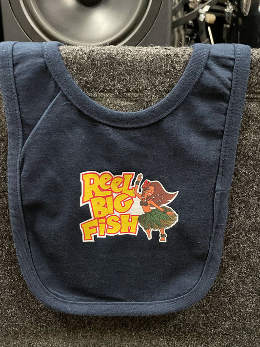 Hula Girl Baby Bib - navy blue