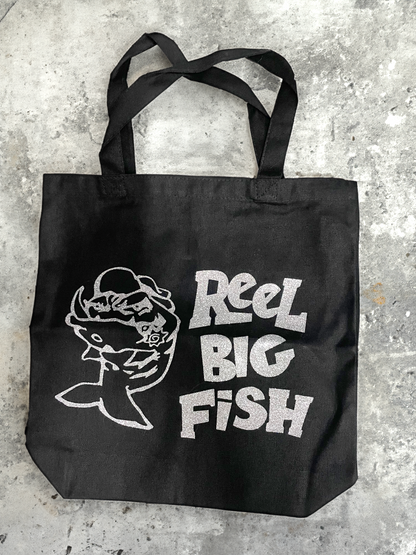 Mean Fish glitter tote bag
