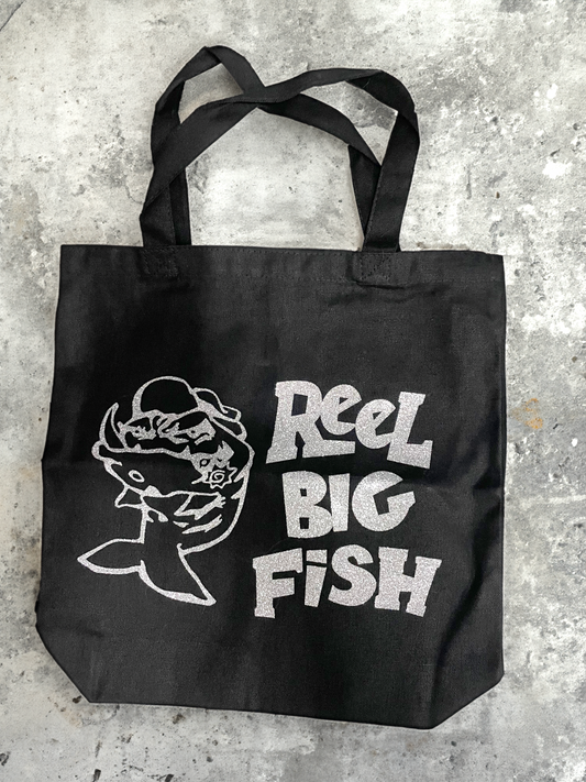 Mean Fish glitter tote bag