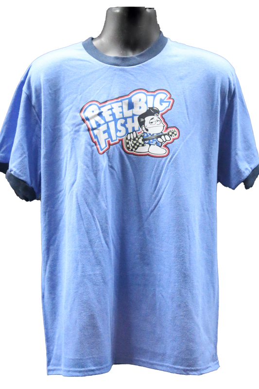 Punchy logo ringer tee - blue - size LG