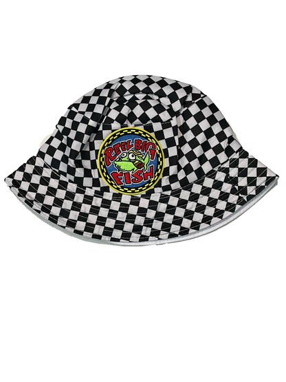 Round Silly Fish checkered bucket hat