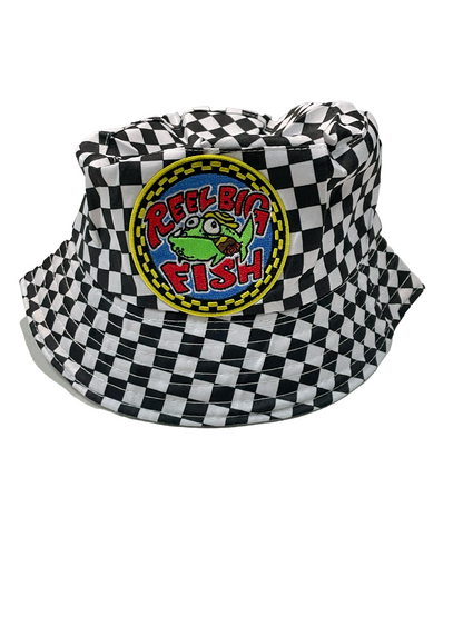 Round Silly Fish checkered bucket hat