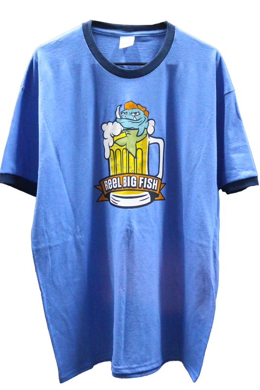 Beer Stein Hot Tub tee - blue ringer - XL