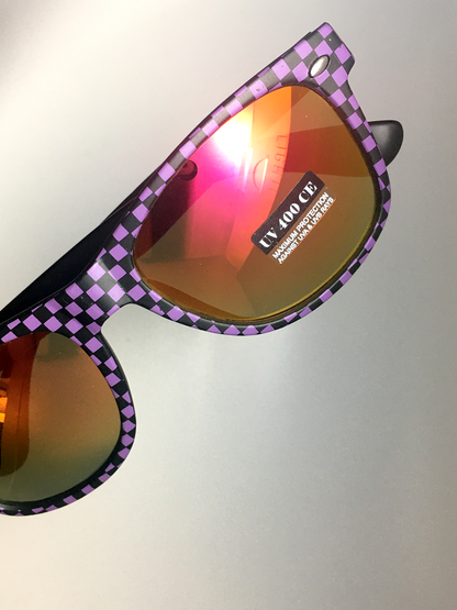 2019 purple checkered sunglasses with case - DISPLAY