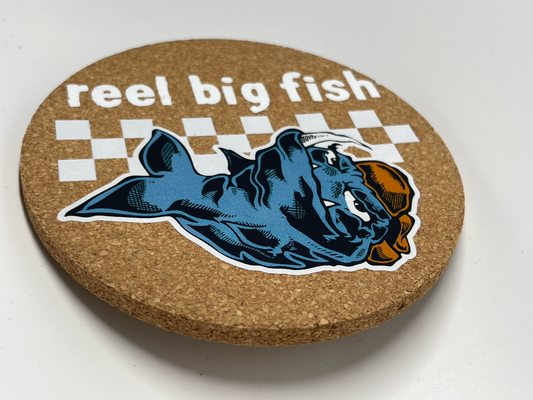Mean Fish cork coaster