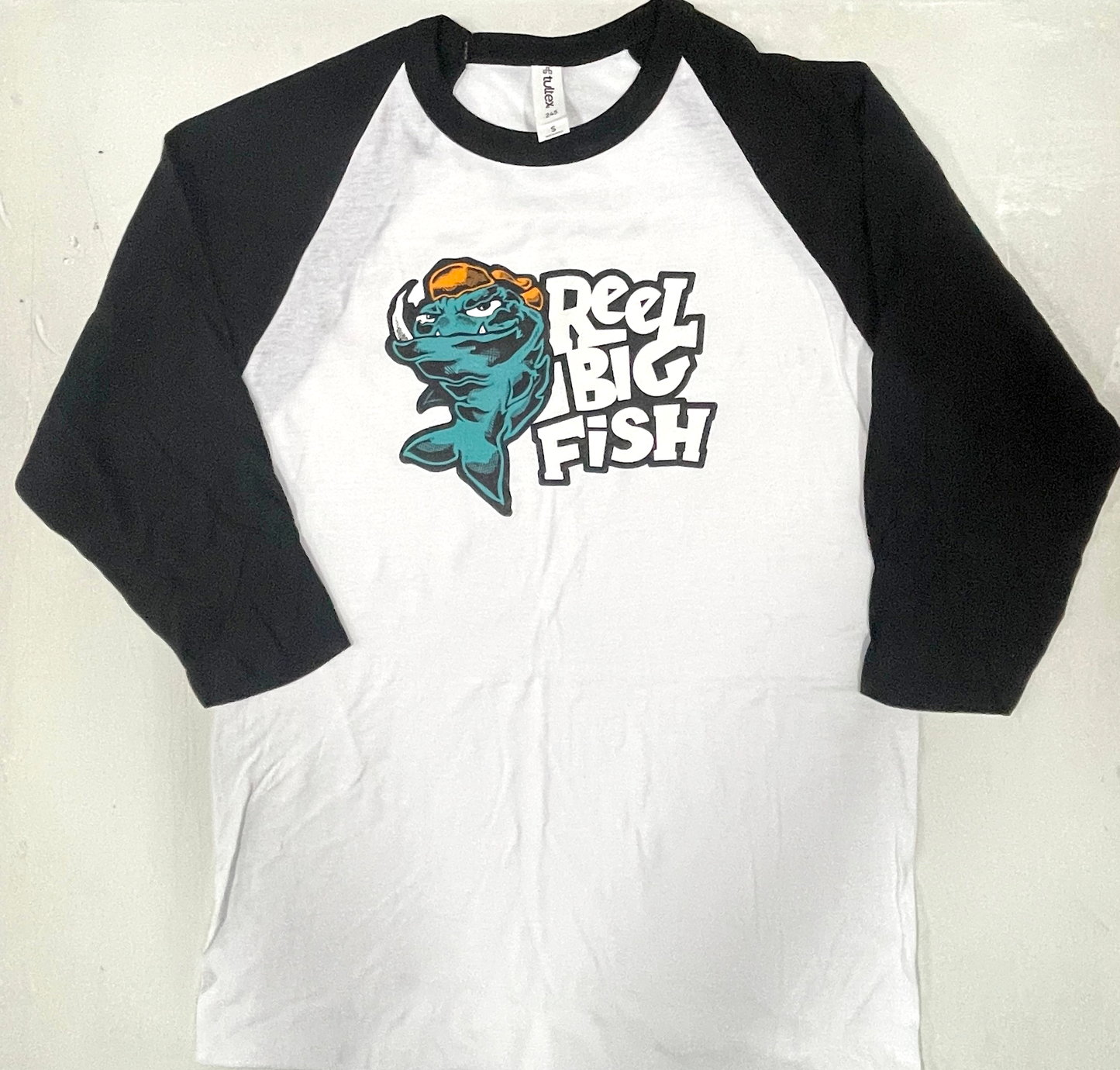 Mean Fish Retro raglan baseball tee - black sleeves