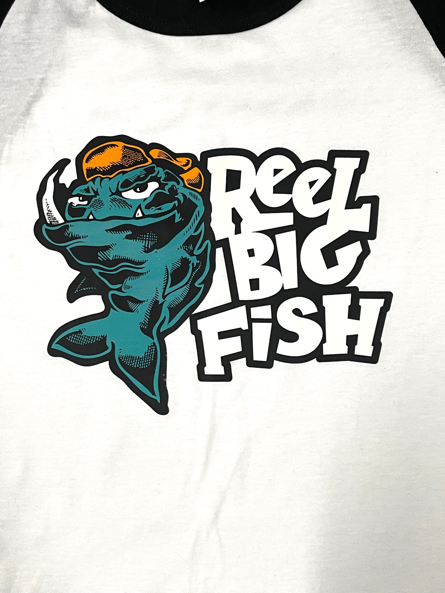 Mean Fish Retro raglan baseball tee - black sleeves