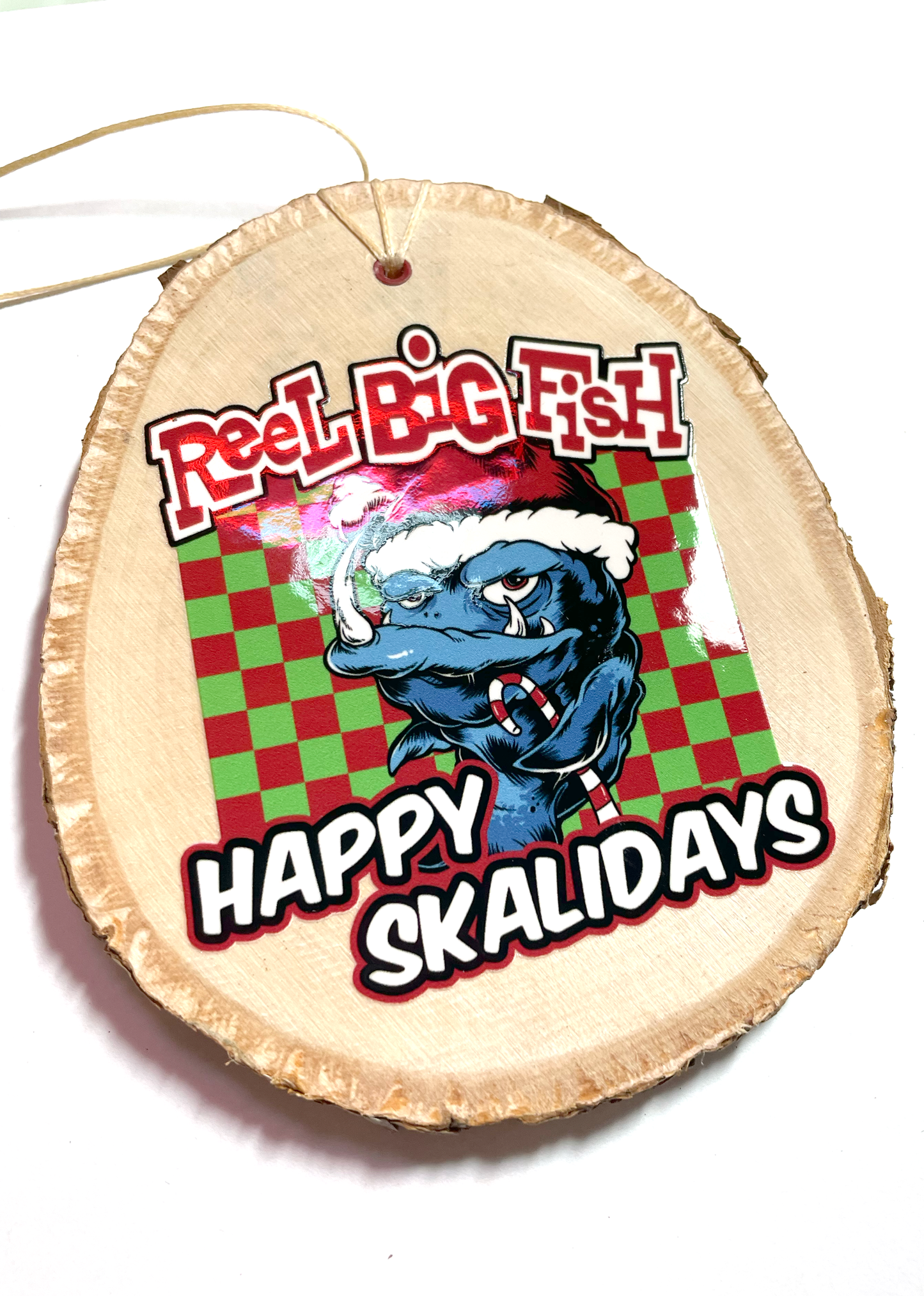 Happy Skalidays wood slat ornament