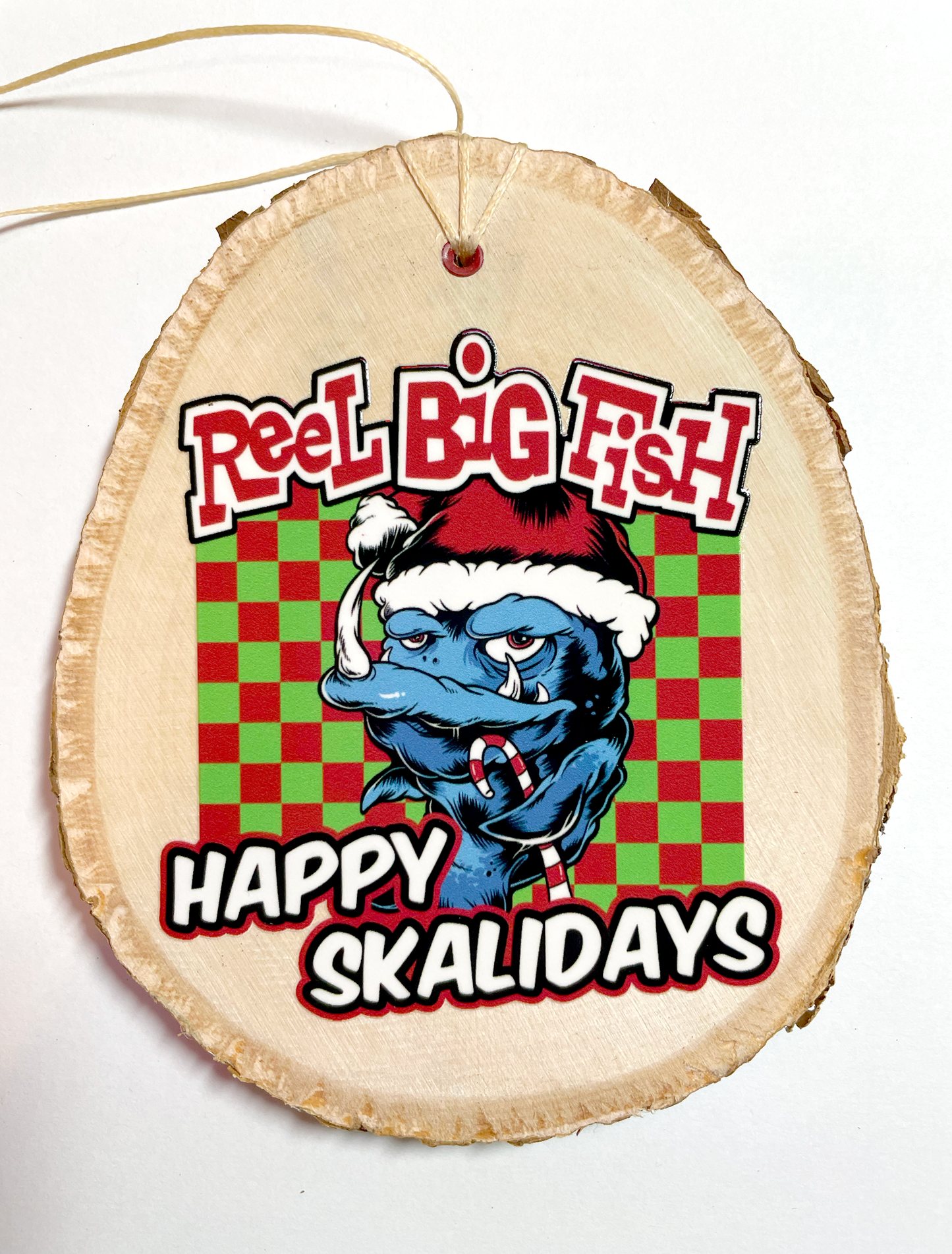 Happy Skalidays wood slat ornament