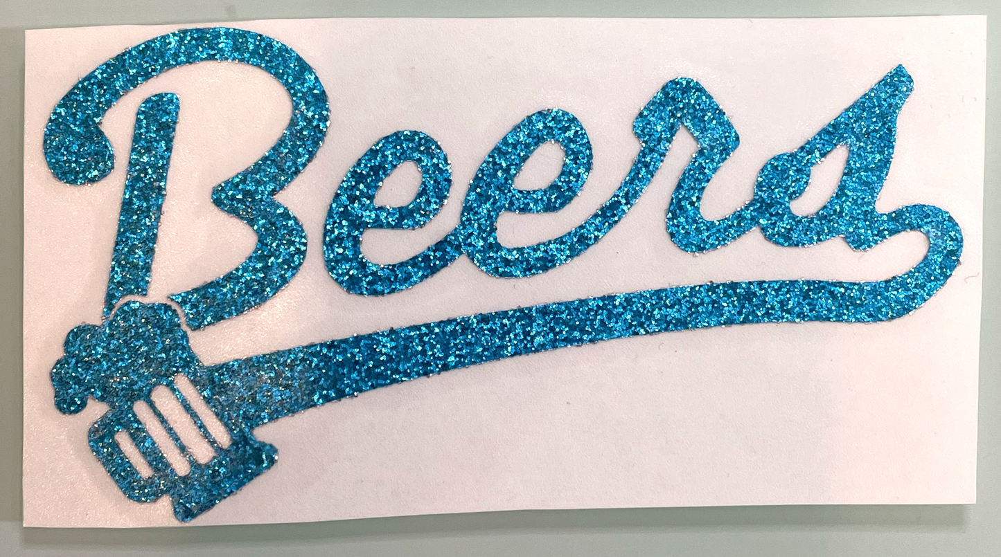 Blue glitter Beers vinyl sticker