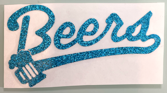 Blue glitter Beers vinyl sticker