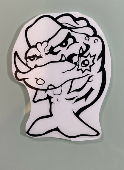 Simplified Mean Fish vinyl sticker - black (2 sizes)