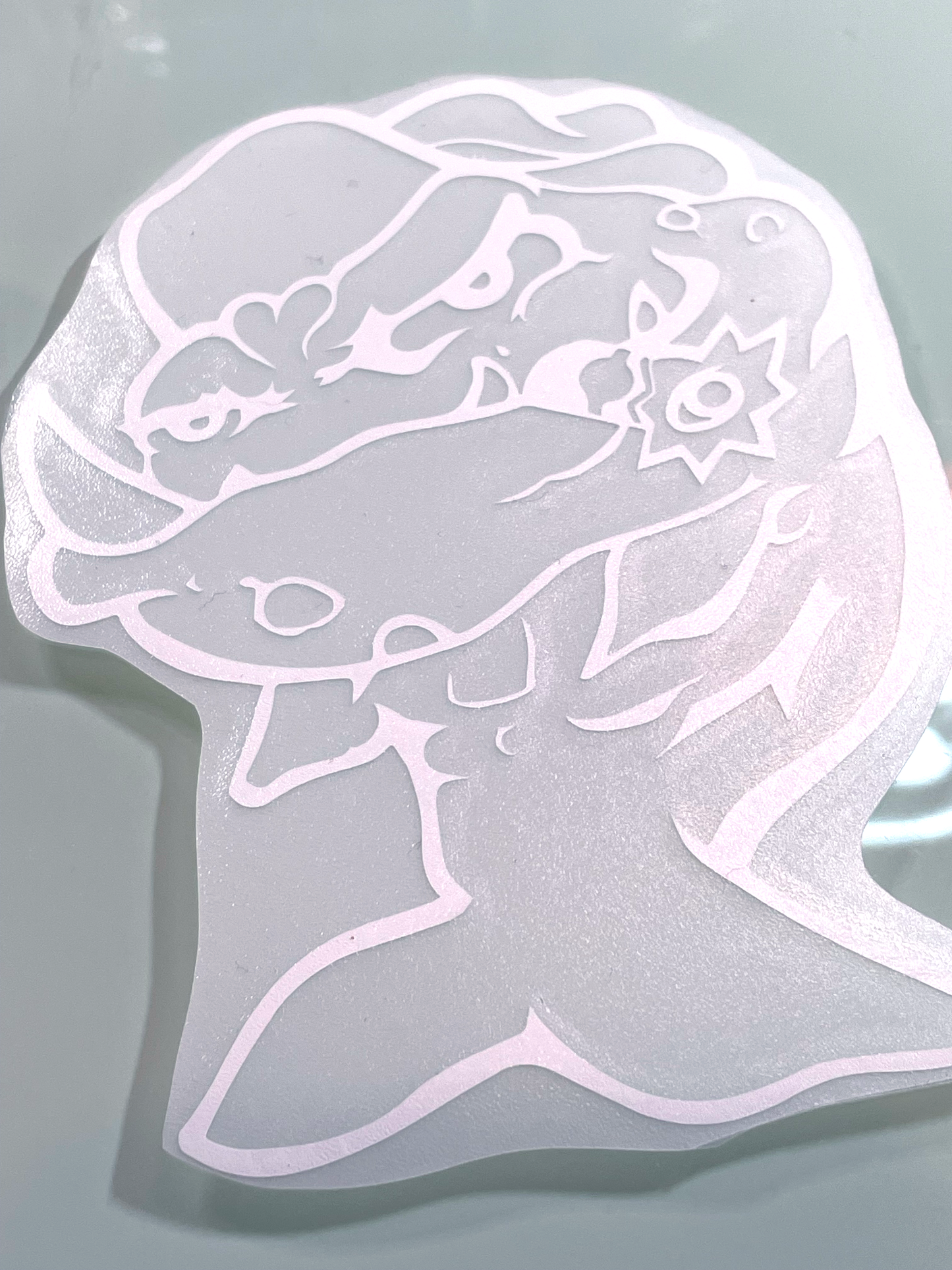 Simplified Mean Fish vinyl sticker - white