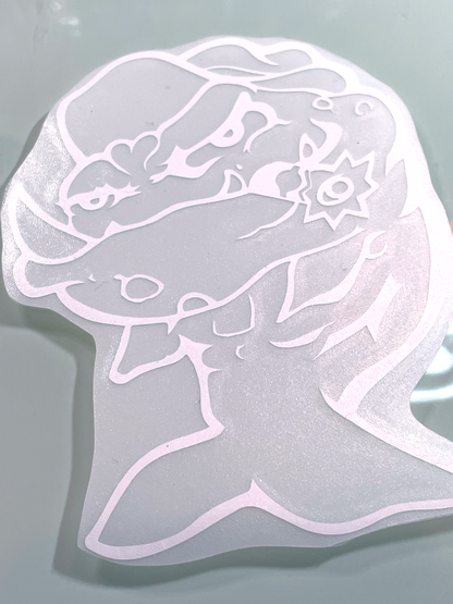 Simplified Mean Fish vinyl sticker - white