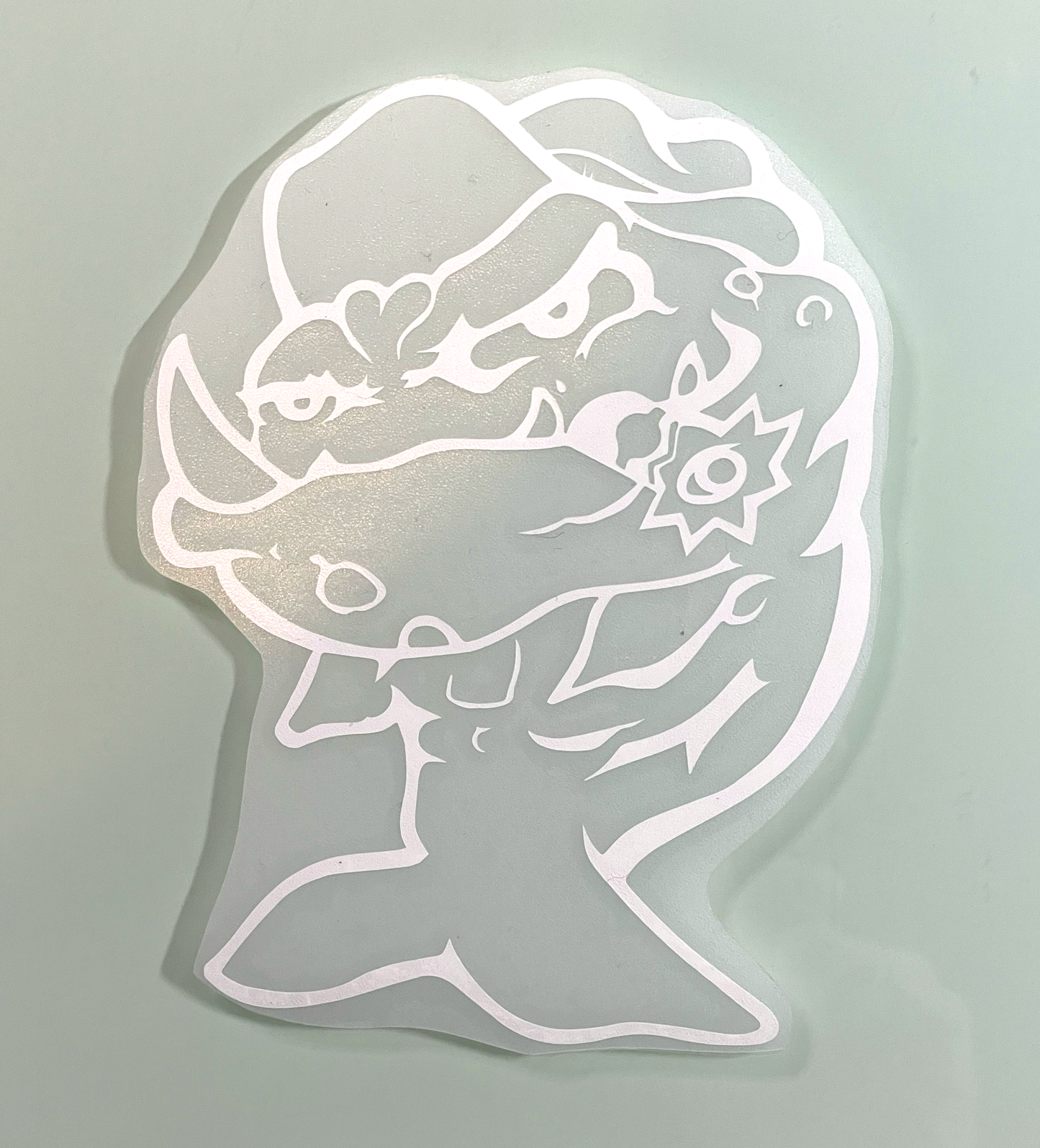 Simplified Mean Fish vinyl sticker - white