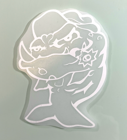 Simplified Mean Fish vinyl sticker - white
