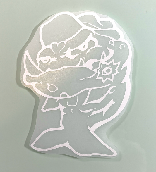 Simplified Mean Fish vinyl sticker - white